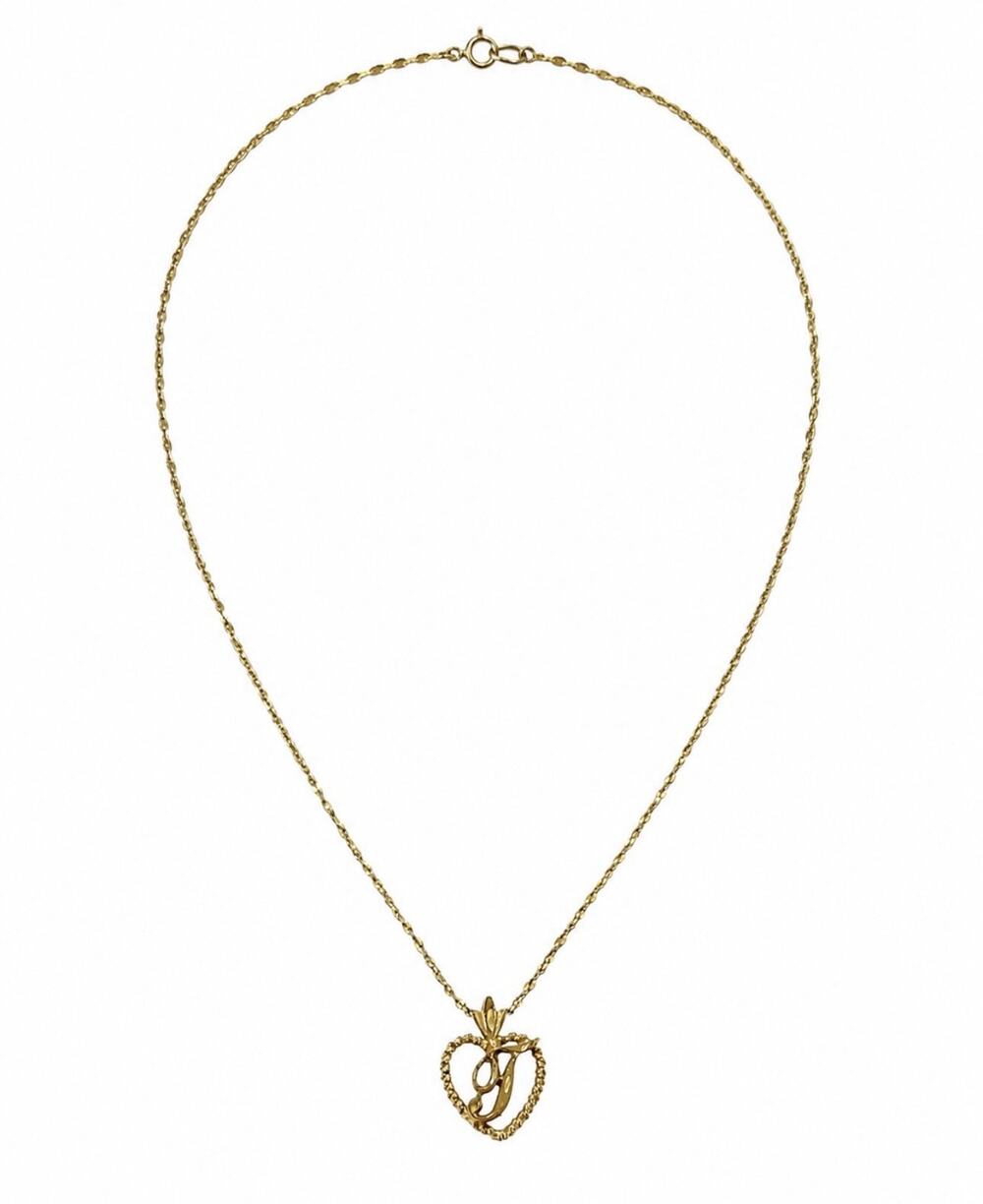 Vintage 14K Gold Electroplated Initial T Heart Pendant Necklace 18” - Picture 1 of 8